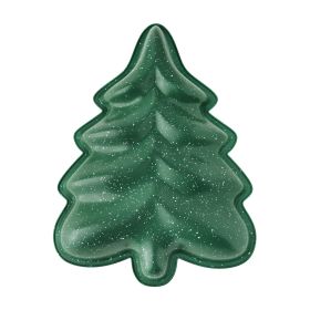 Tree Shaped Nonstick Cast Aluminum Cake Pan, 12" x 9", Green and White Speckle