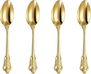 6.3" Teaspoons, 18/10 Stainless Steel, Gorgeous Small Spoons, Stirring, Mixing, Sugar, Cake, Dessert Spoons, Mini Antipasto spoons (Gold)