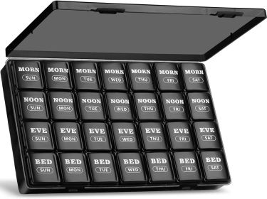 XL Large Weekly Pill Organizer 4 Times a Day, 7-Day Pill Boxes and Organizer AM PM, Big Compartments Pill Case